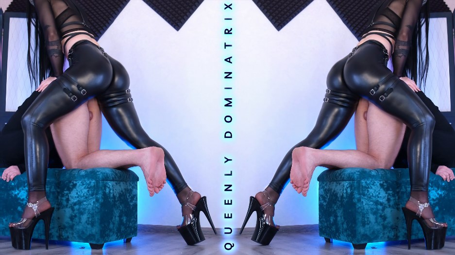 Queenly Dominatrix – Caged, Pegged, Ruined – Strapon in Leather Leggings